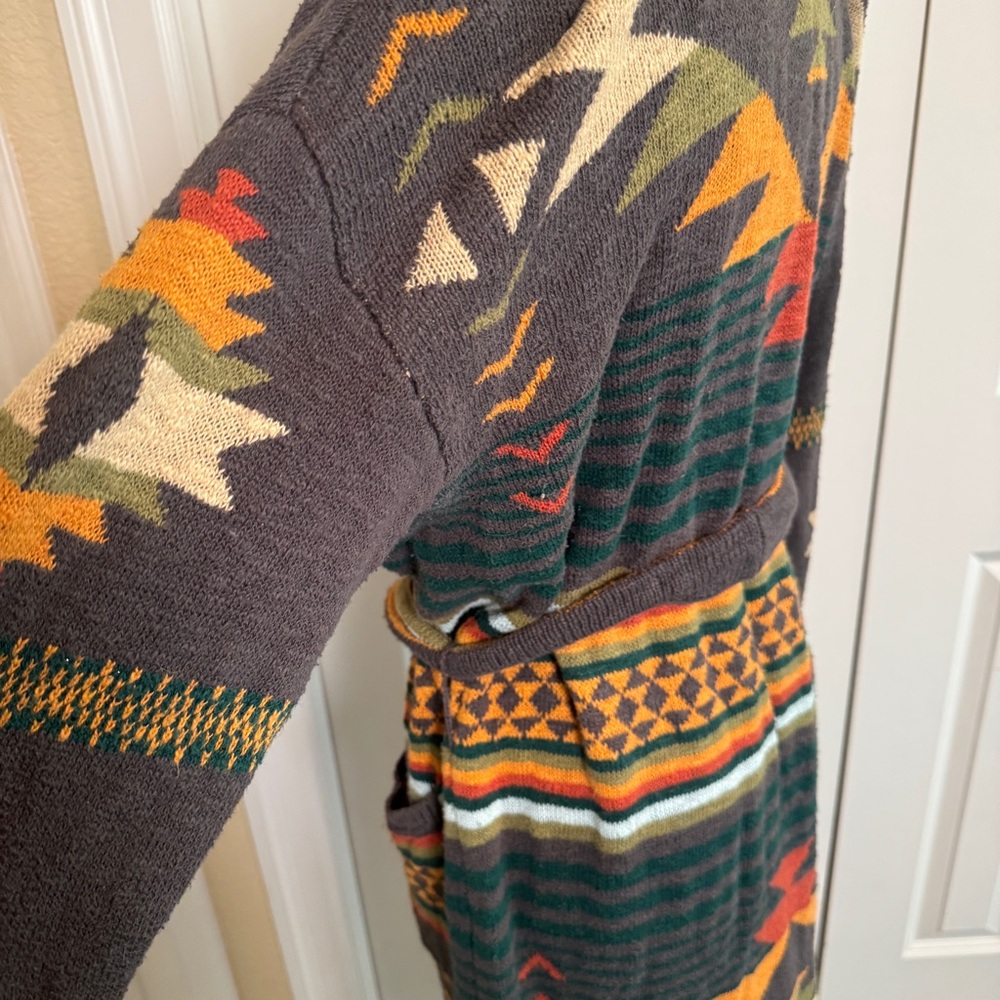 FAHERTY B. Yellowtail Paloma Duster Cardigan Valley Multi Eagle Peak Green Large - Picture 9 of 11